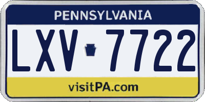 PA license plate LXV7722