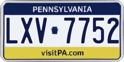 PA license plate LXV7752