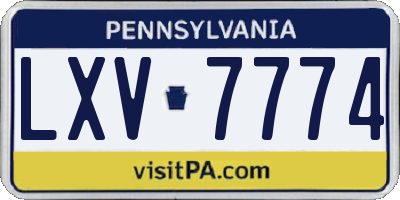 PA license plate LXV7774