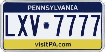 PA license plate LXV7777