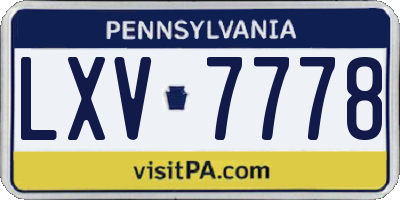 PA license plate LXV7778