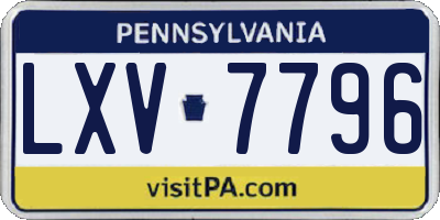 PA license plate LXV7796