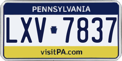 PA license plate LXV7837