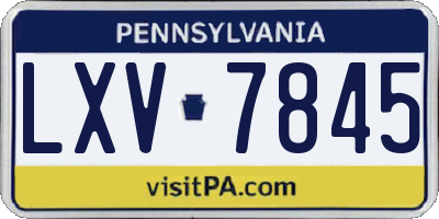 PA license plate LXV7845