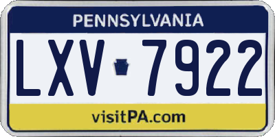PA license plate LXV7922