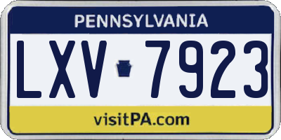 PA license plate LXV7923