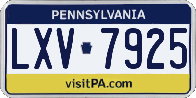 PA license plate LXV7925