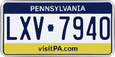 PA license plate LXV7940