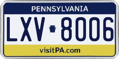 PA license plate LXV8006