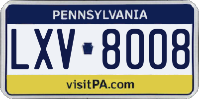 PA license plate LXV8008