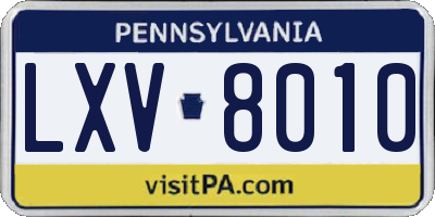 PA license plate LXV8010