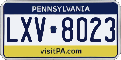 PA license plate LXV8023