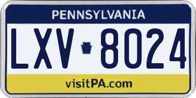 PA license plate LXV8024