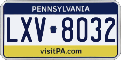 PA license plate LXV8032