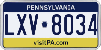 PA license plate LXV8034