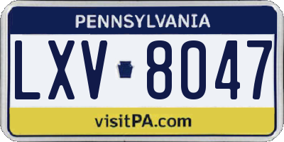 PA license plate LXV8047