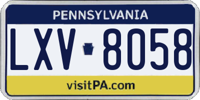 PA license plate LXV8058