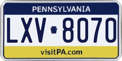 PA license plate LXV8070
