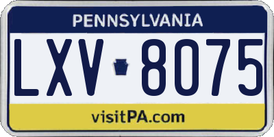 PA license plate LXV8075