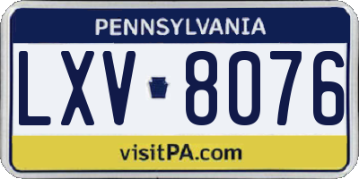 PA license plate LXV8076