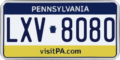 PA license plate LXV8080