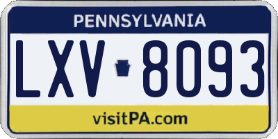 PA license plate LXV8093
