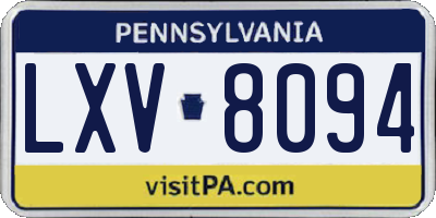 PA license plate LXV8094