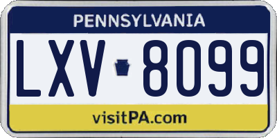 PA license plate LXV8099