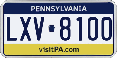PA license plate LXV8100