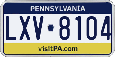 PA license plate LXV8104