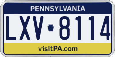 PA license plate LXV8114