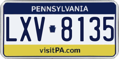 PA license plate LXV8135