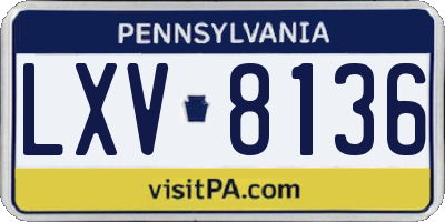 PA license plate LXV8136