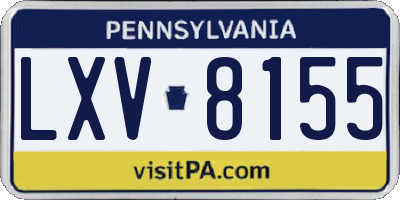PA license plate LXV8155