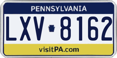 PA license plate LXV8162