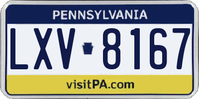 PA license plate LXV8167