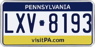 PA license plate LXV8193