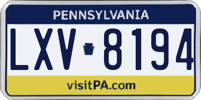 PA license plate LXV8194