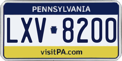 PA license plate LXV8200
