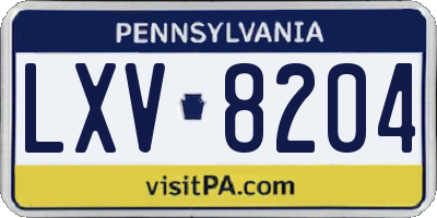 PA license plate LXV8204