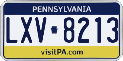 PA license plate LXV8213