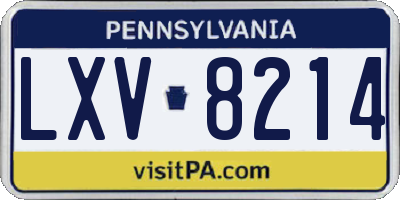 PA license plate LXV8214
