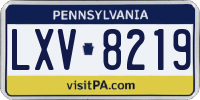 PA license plate LXV8219