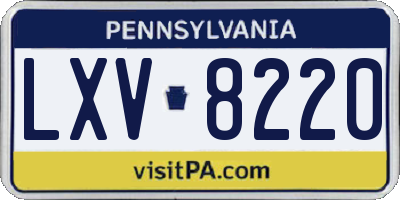PA license plate LXV8220
