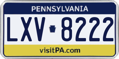 PA license plate LXV8222