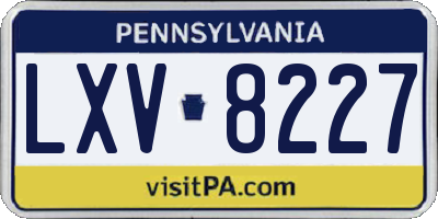 PA license plate LXV8227