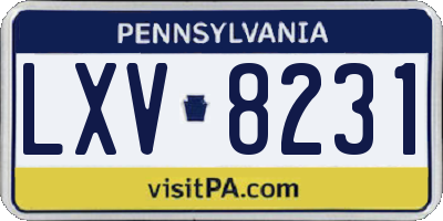 PA license plate LXV8231