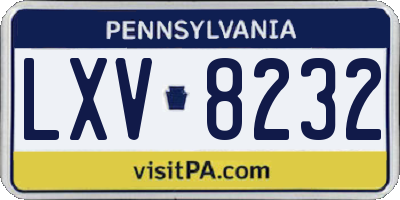 PA license plate LXV8232