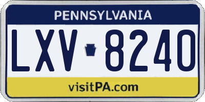 PA license plate LXV8240