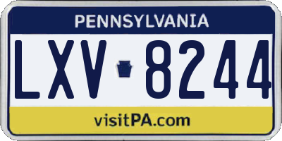 PA license plate LXV8244